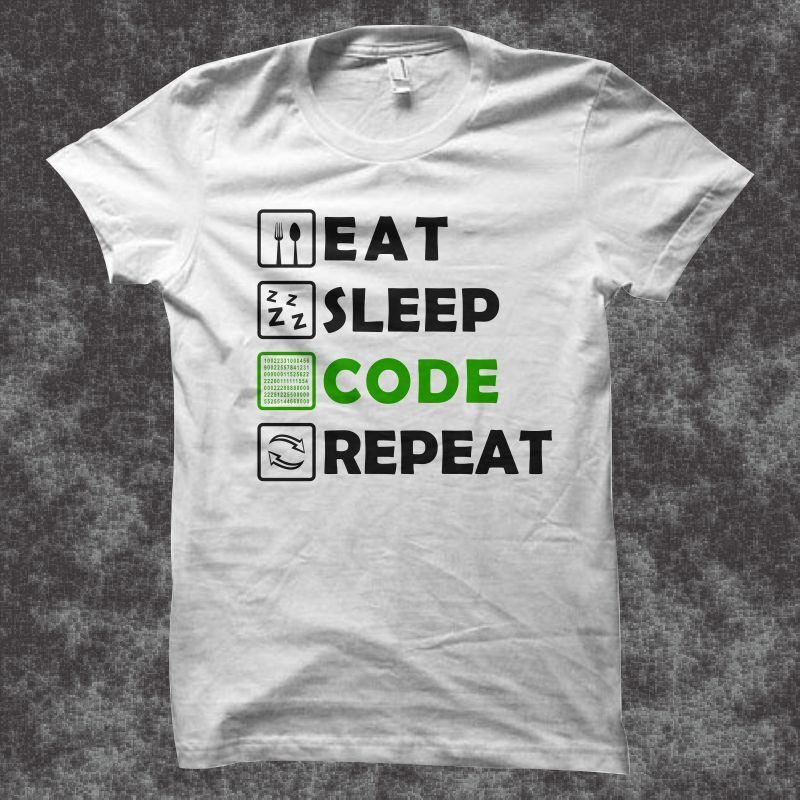 Eat sleep code repeat t shirt design, gamer t shirt svg, gamer print svg, gamer shirt, gaming t shirt, gamer vector illustration for sale