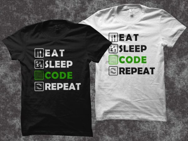 Eat sleep code repeat t shirt design, gamer t shirt svg, gamer print svg, gamer shirt, gaming t shirt, gamer vector illustration for sale