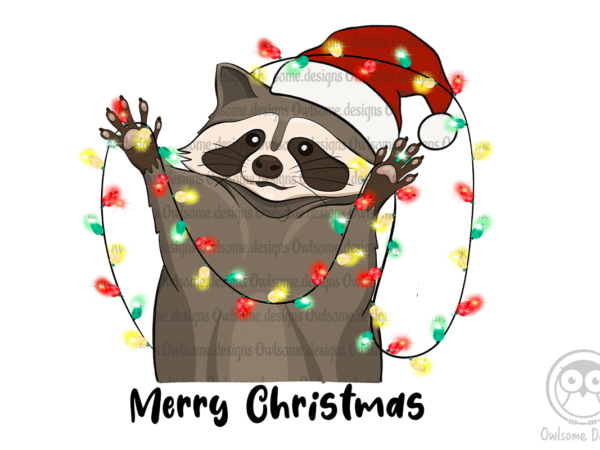 Racoon merry christmas sublimation t shirt design online