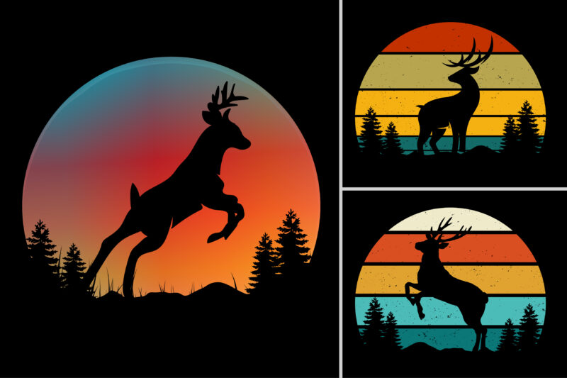 Sunset Retro Vintage T-Shirt Design Graphic Vector Background Bundle