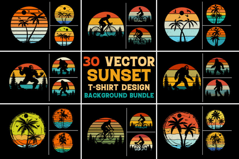 Retro Vintage Sunset Background Graphic Vector for T-Shirt Design