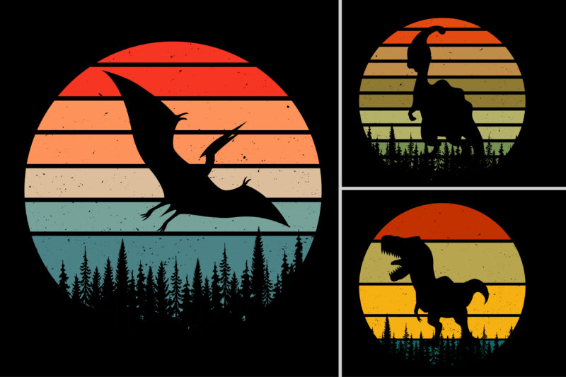 Vintage Retro Sunset T-Shirt Design Graphic Vector Bundle