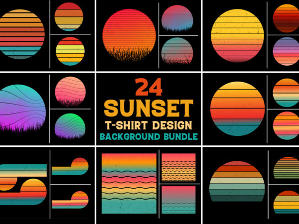 Retro vintage sunset grunge background bundle for t-shirt design