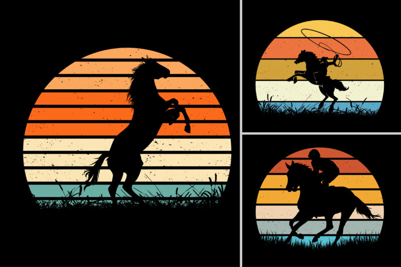 Sunset Vintage Retro T-Shirt Design Graphic Vector Bundle