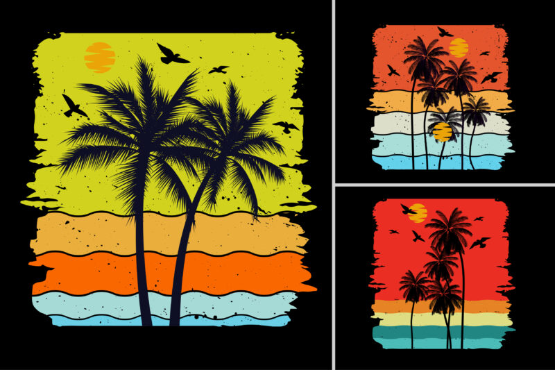 Sunset T-Shirt Design Graphic Bundle