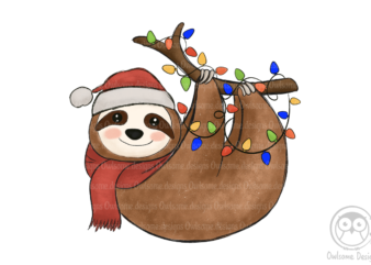 Sloth Christmas Sublimation t shirt template vector