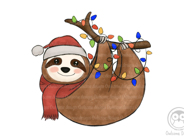 Sloth christmas sublimation t shirt template vector