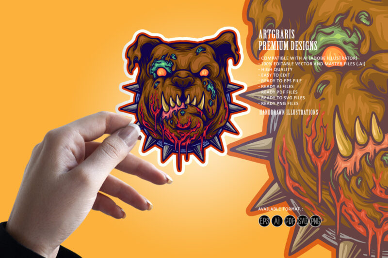 Angry zombie bulldog head svg