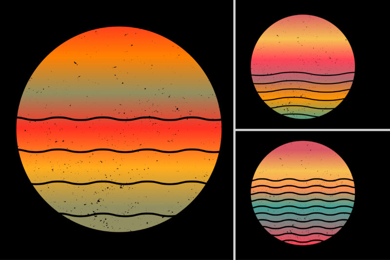 Sunset Retro Vintage Grunge Background Bundle for T-Shirt Design