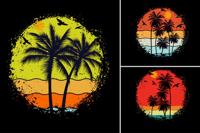 Sunset T-Shirt Design Graphic Bundle