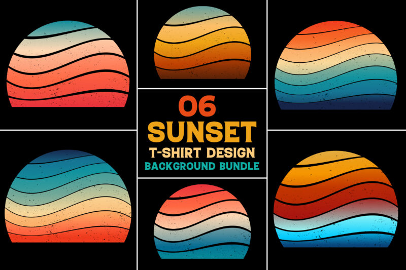 Sunset Retro Vintage Grunge Background Bundle for T-Shirt Design