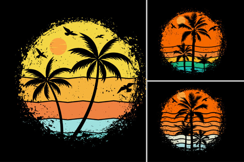 Sunset T-Shirt Design Graphic Bundle