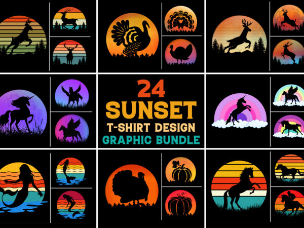 Sunset t-shirt design graphic background bundle