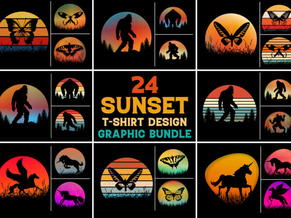 Sunset t-shirt design graphic bundle