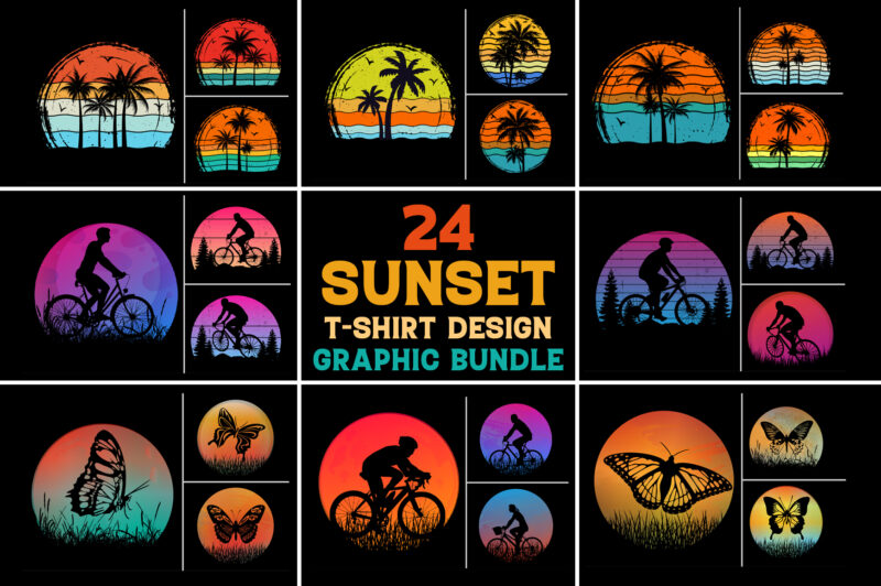 Sunset T-Shirt Design Graphic Bundle