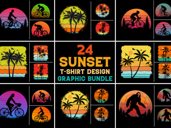 Sunset t-shirt design graphic bundle