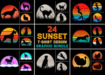 Sunset T-Shirt Design Graphic Bundle