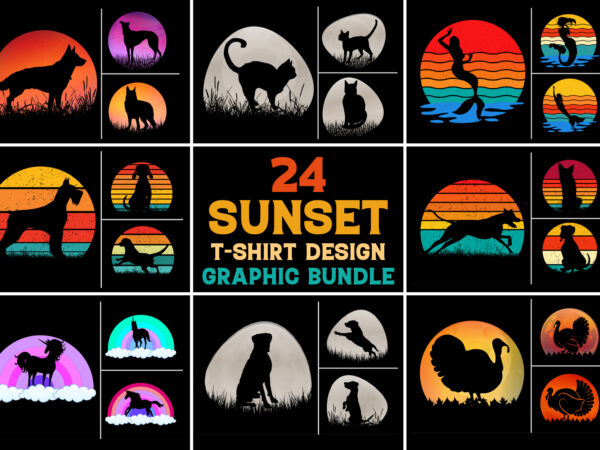 Sunset t-shirt design graphic bundle