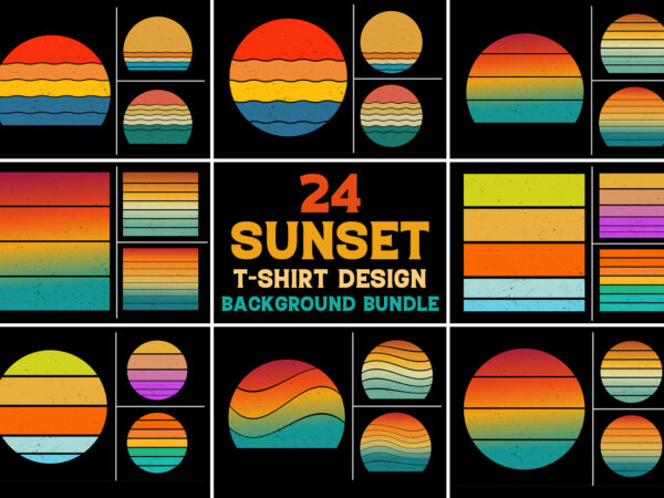 Sunset vintage retro grunge background bundle for t-shirt design