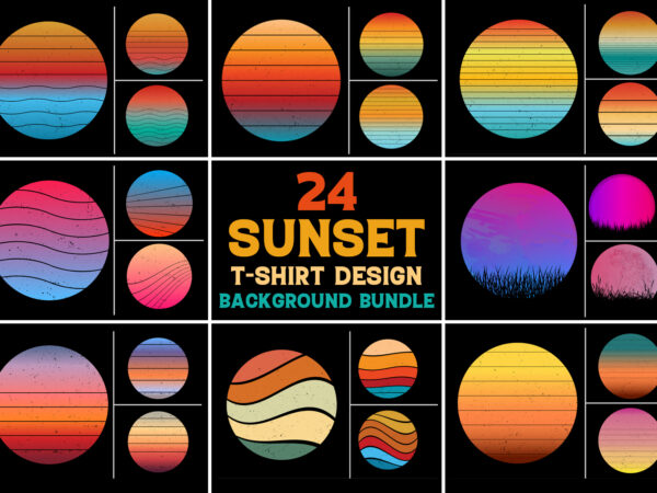 Sunset vintage t-shirt design background vector bundle