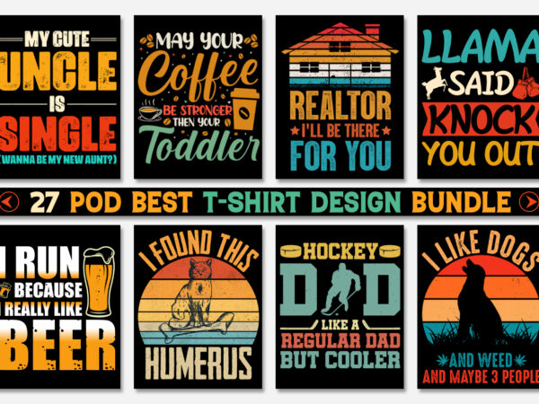 Trendy pod best t-shirt design bundle