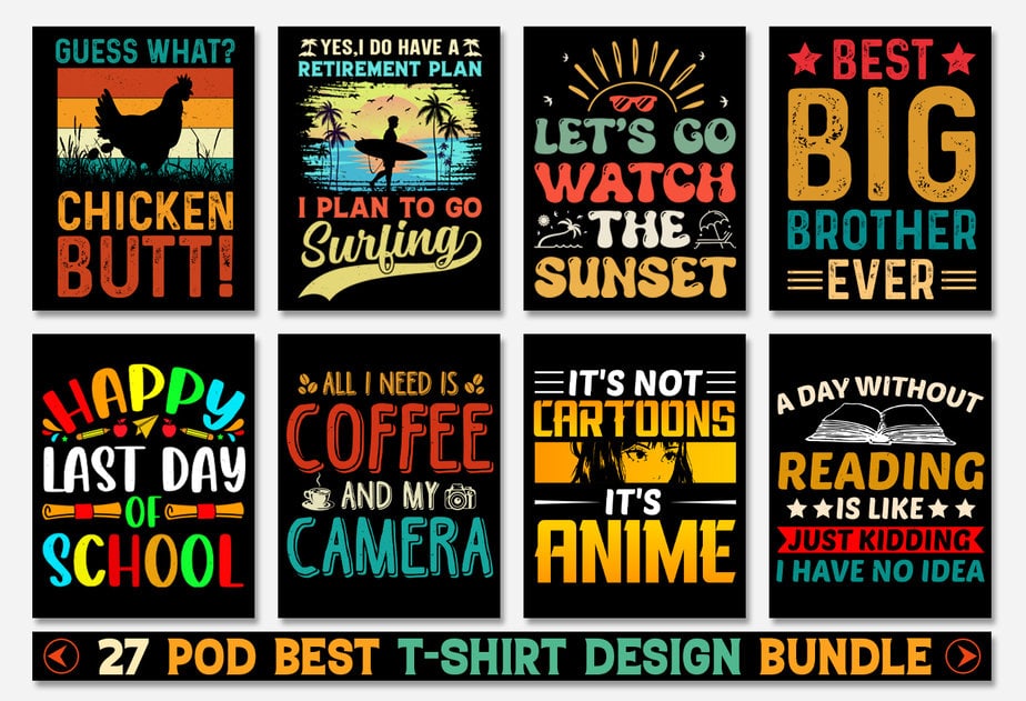 T-Shirt Design Bundle for POD - Buy t-shirt designs