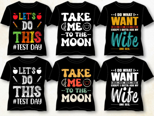 T-shirt design bundle for pod-typography t-shirt design