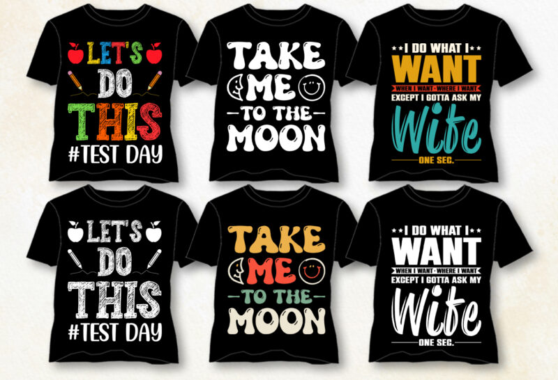 T-Shirt Design Bundle for POD-Typography T-Shirt Design