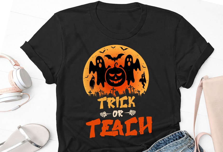 Trick Or Teach Halloween T-Shirt Design - Buy t-shirt designs