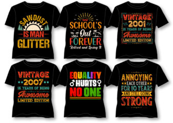 Vintage Typography T-Shirt Design Bundle