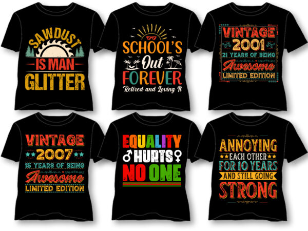 Vintage typography t-shirt design bundle