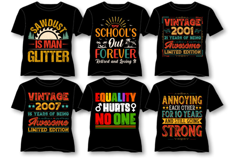 Vintage Typography T-Shirt Design Bundle