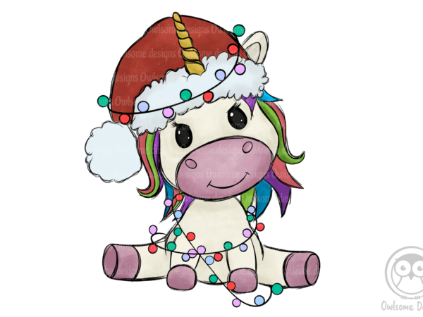 Unicorn christmas sublimation t shirt vector graphic