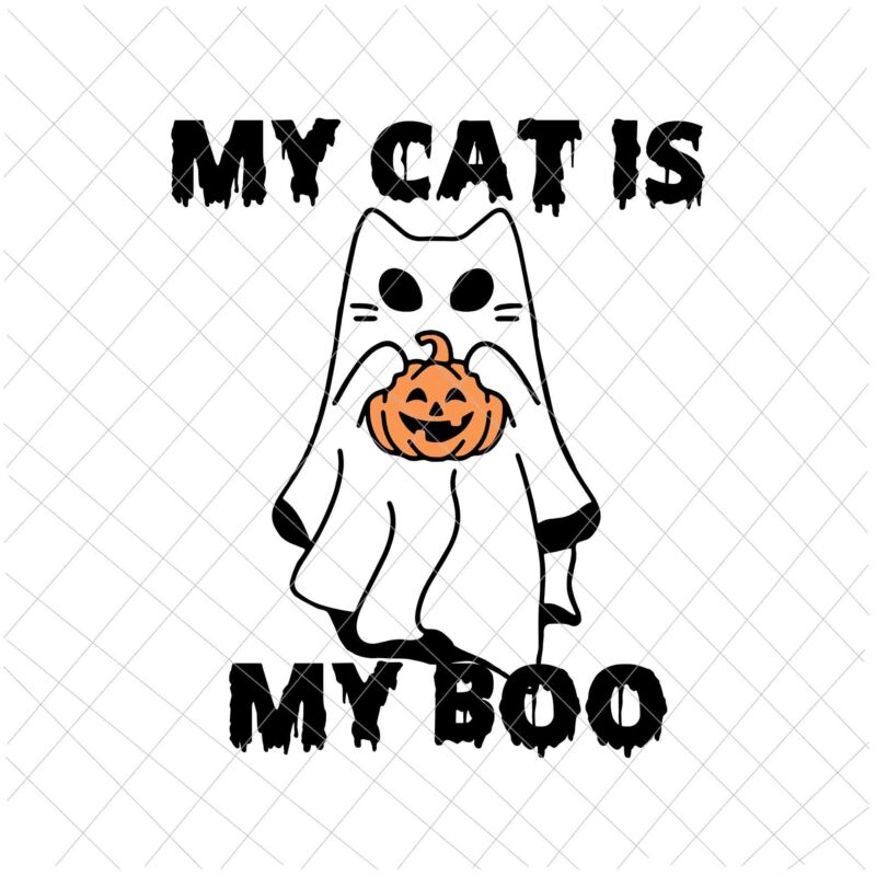 Cute Ghost Kitty Cat Svg, Hello Kitty Halloween Svg