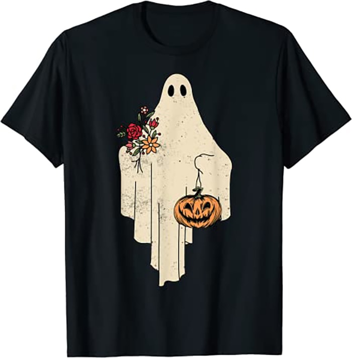 Vintage Floral Ghost Cute Halloween Costume Funny Graphic - Buy t-shirt ...