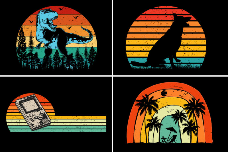 Sunset T-Shirt Design Graphic Bundle