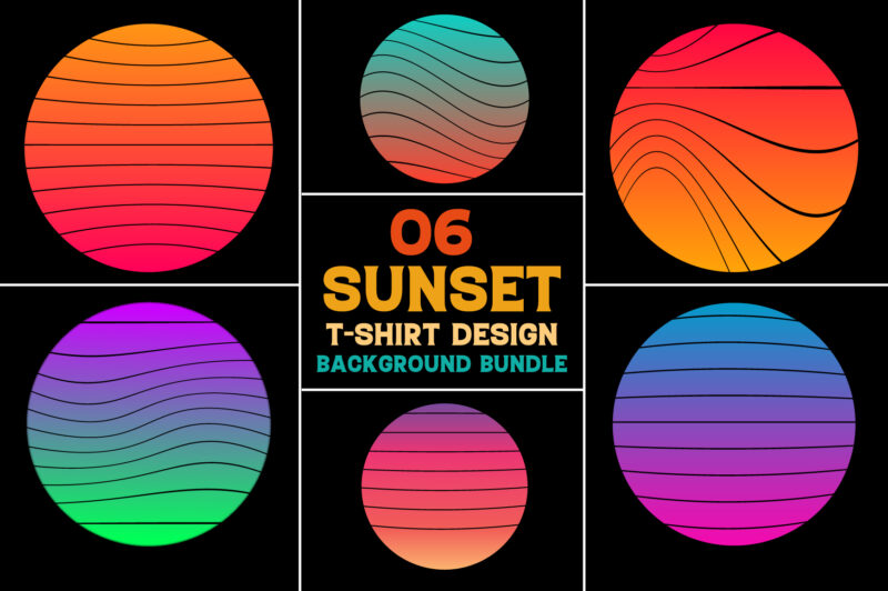 Sunset Retro Vintage Grunge Background Bundle for T-Shirt Design