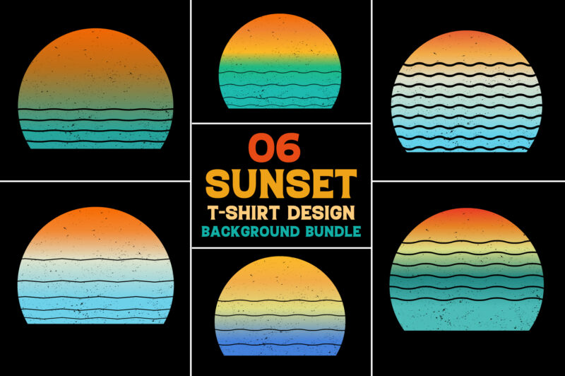 Sunset Retro Vintage Grunge Background Bundle for T-Shirt Design