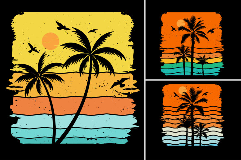 Sunset T-Shirt Design Graphic Bundle