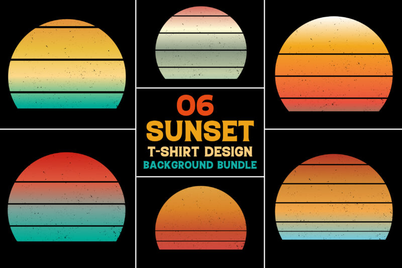 Retro Vintage Sunset Colorful Background for T-Shirt Design