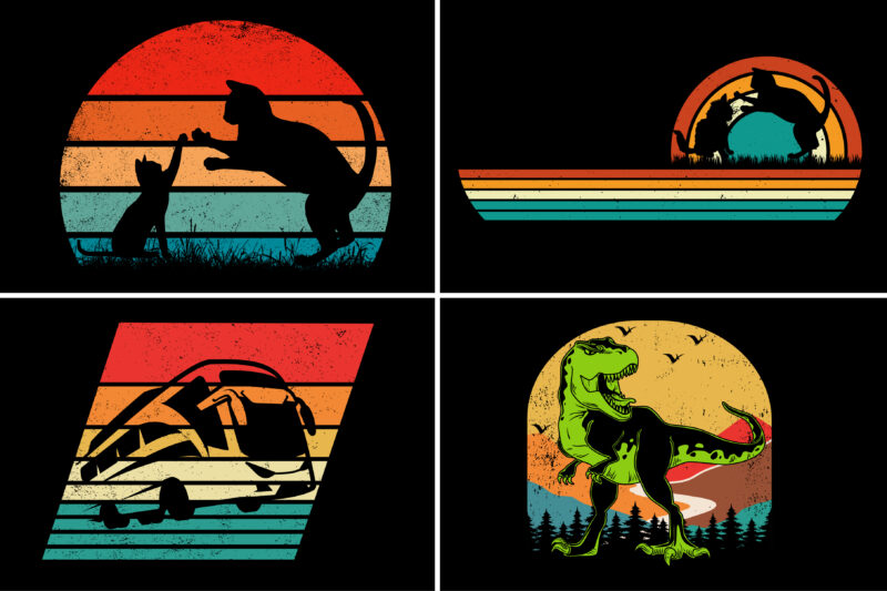 Sunset T-Shirt Design Graphic Bundle