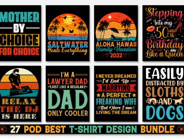 Vintage sunset t-shirt design bundle