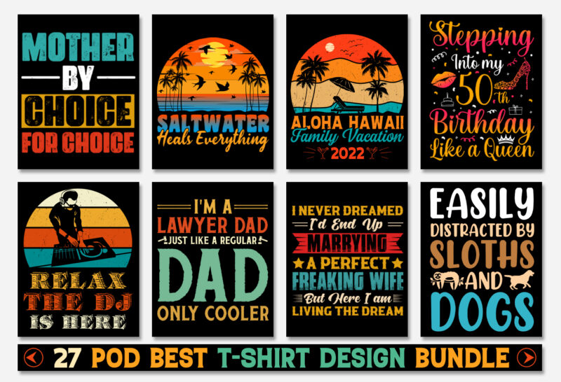 Vintage Sunset T-Shirt Design Bundle