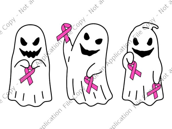 Pink ribbon breast cancer awareness ghost svg, pink ribbon ghost svg, pink ribbon svg, ghost svg, t shirt illustration