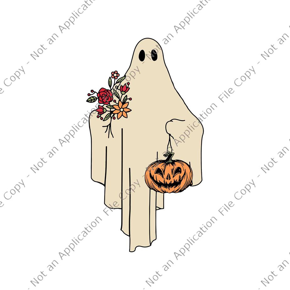 Floral Ghost Cute Halloween Svg, Ghost Halloween Svg, Ghost Svg