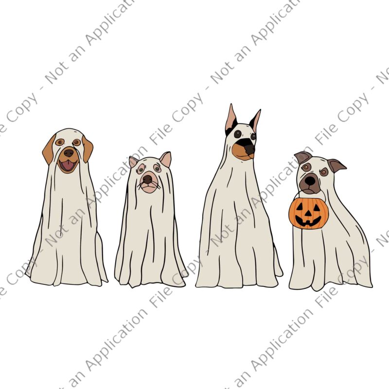 Happy Halloween Ghost Dog Retro Spooky Season Svg, Ghost Dog Halloween