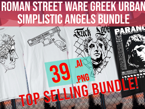 Roman street ware greek urban simplistic angels line art bundle t shirt design online
