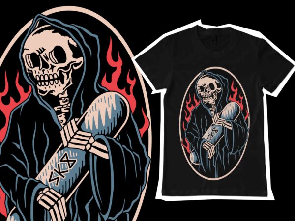 Grim reaper sk8 t-shirt design