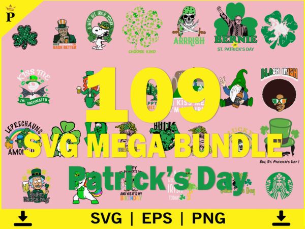 St. patrick’s day svg bundle, st. patrick’s day svg, st. paddys day svg, clover svg, cut file for cricut, patrick’s day quotes, gnome svg, rainbow svg, lucky svg, st patricks t shirt template vector