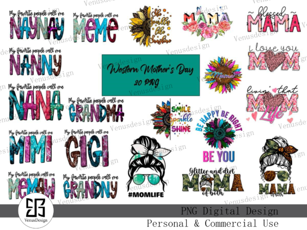 Western mother’s day 20 png t shirt design for sale